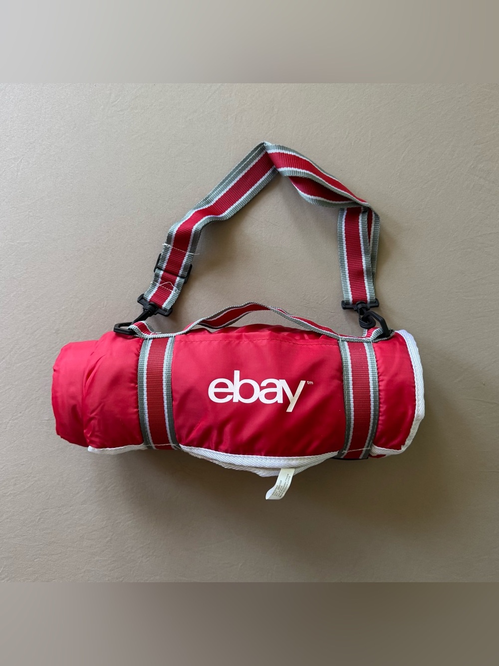 Vintage eBay-branded roll-up picnic blanket